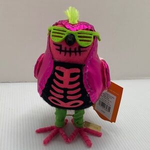 Hyde and Eek! Glitters Pink and Black Skeleton Bird Plush 2024 NWT